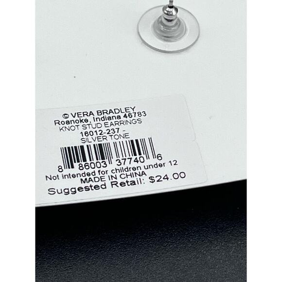 Vera Bradley Silver Tone Love Knot Studs New with Tags - Picture 7 of 8